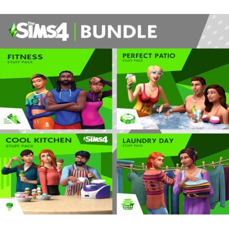 The Sims 4 - Fitness + Cool Kitchen + Laundry Day + Perfect Patio Stuff DLC Bundle PC EA App CD Key