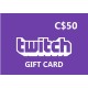 Twitch CAD 50 Gift Card CA