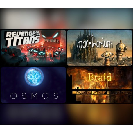 Braid + Machinarium + Osmos + Revenge of The Titans PC Steam CD Key